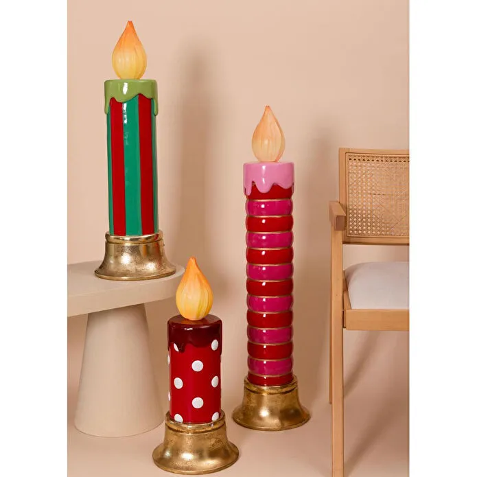 The Mia Dekoratif Led Işıklı Mum 25x25x74 Cm