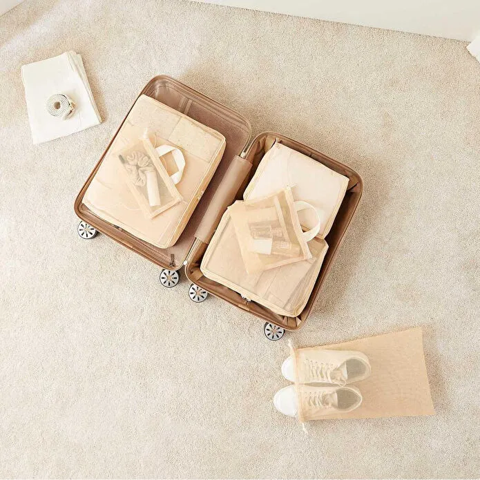 Ocean Home Textile 6'lı Bej Renk File Bavul İçi Düzenleyici Set