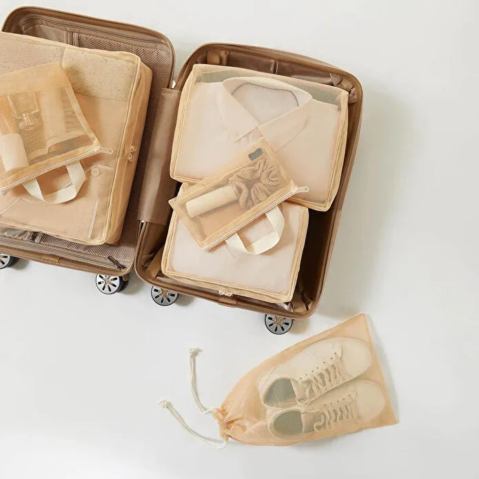 Ocean Home Textile 6'lı Bej Renk File Bavul İçi Düzenleyici Set