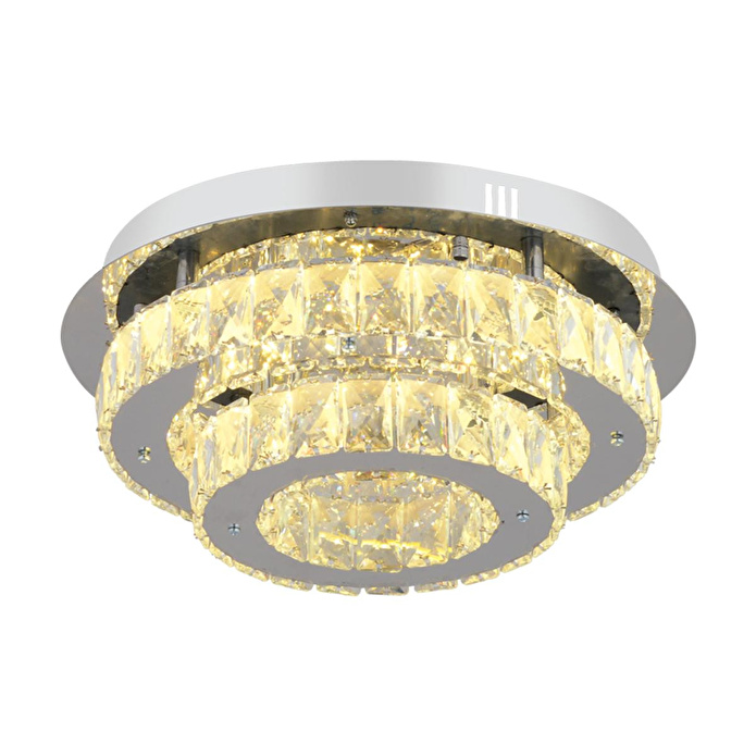 Apliqa Ardenia 2 Katlı Krom 3 Renkli 70 Watt Kristalli Ledli Modern Salon Led Büyük Avize