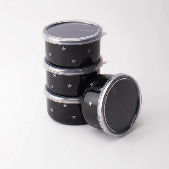 Emaylab Star Emaye 4’lü Kapaklı Çerezlik, Kahvaltılık, Reçellik, Zeytinlik, Sunumluk Seti 8cm 200 Ml