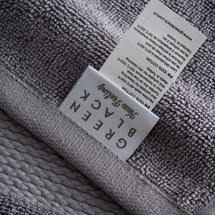 Green Black Lara 3'lü Havlu Seti %100 Pamuk Bordürlü Koyu Gri