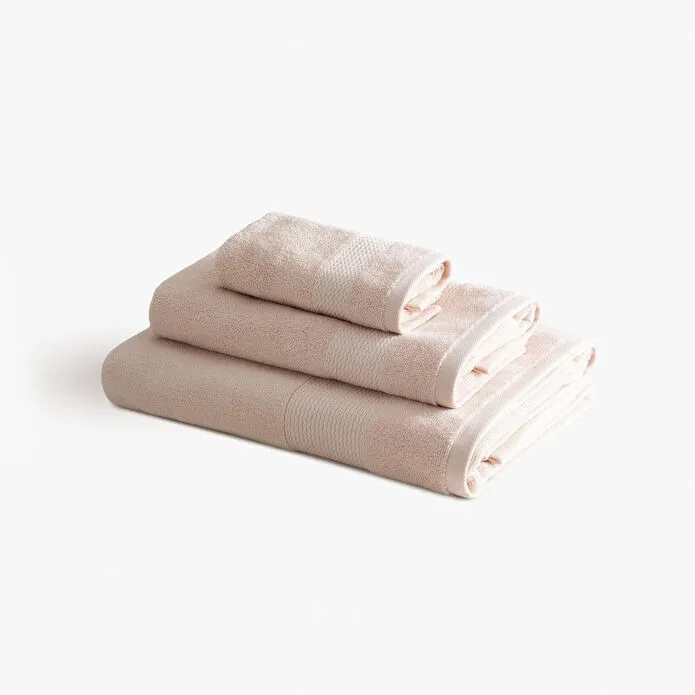 Green Black Lara 3'lü Havlu Seti %100 Pamuk Bordürlü Açık Somon