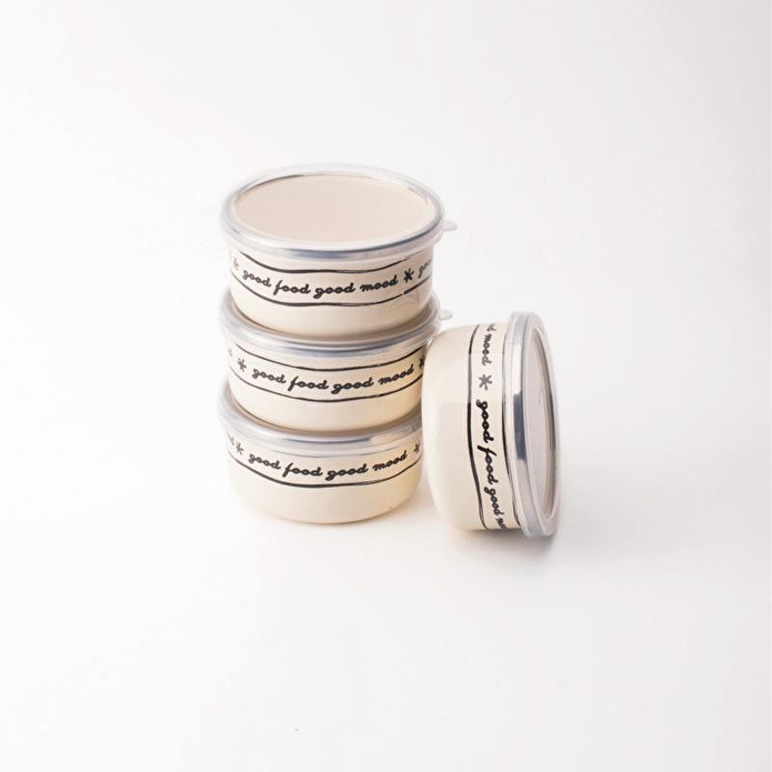 Emaylab Mood Emaye 4’lü Kapaklı Çerezlik, Kahvaltılık, Reçellik, Zeytinlik, Sunumluk Seti 8cm 200 Ml