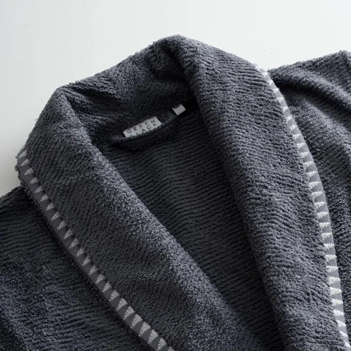 Green Black Tria Aile Bornoz Seti 10 Parça %100 Pamuk Jakarlı Krem-lacivert