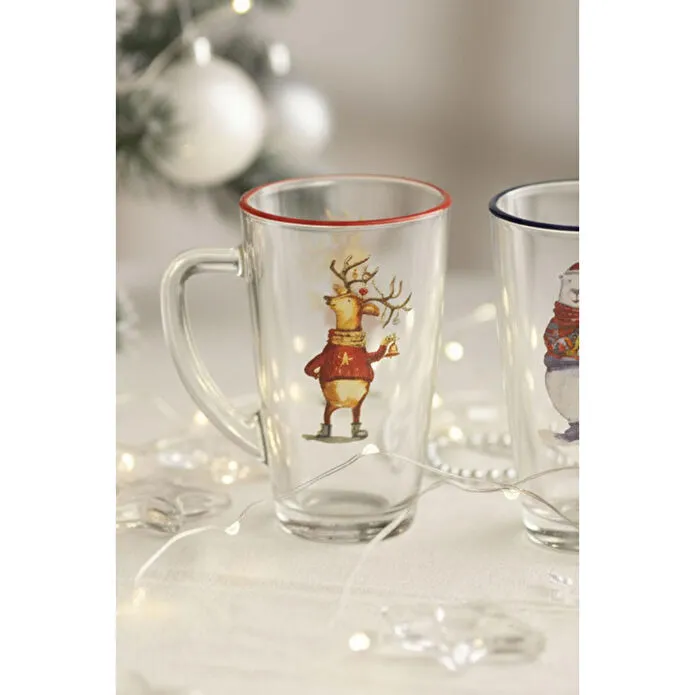 Rakle Deer Santa 2'li Kupa Seti Mavi-kırmızı 400 Cc