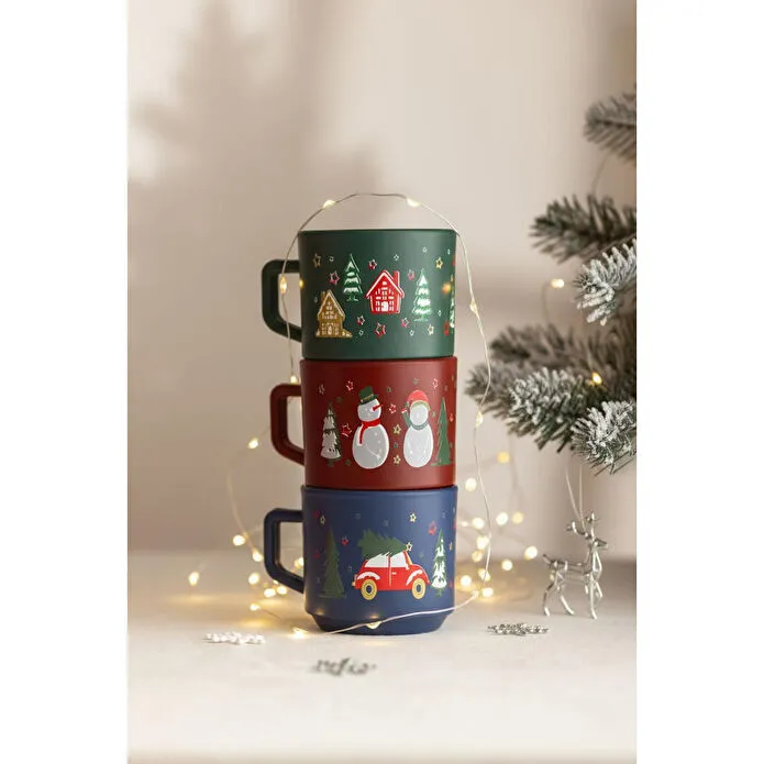 Rakle Cup Of Cheer 3'lü Stackable Kupa Seti 180 Cc