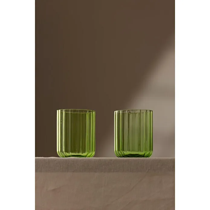 Rakle Flower El Yapımı Kendinden Renkli 2'li Su Bardağı Seti Yeşil 450 Cc