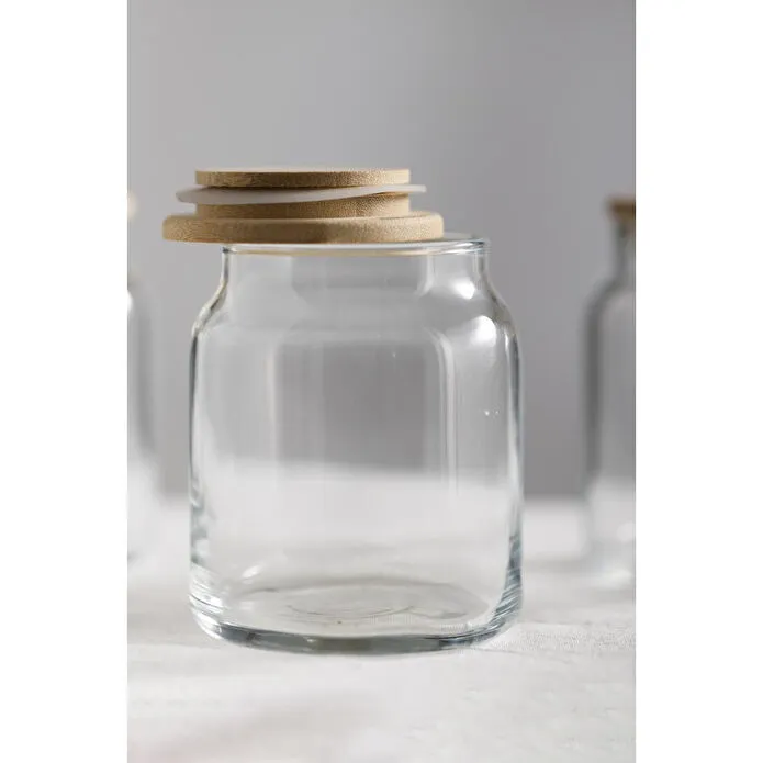 Rakle Pure Bambu Kapaklı 6'lı Cam Kavanoz Seti 290 Cc