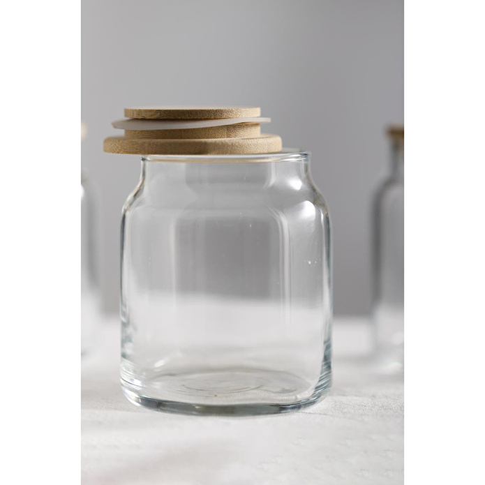 Rakle Pure Bambu Kapaklı 12'li Cam Kavanoz Seti 290 Cc