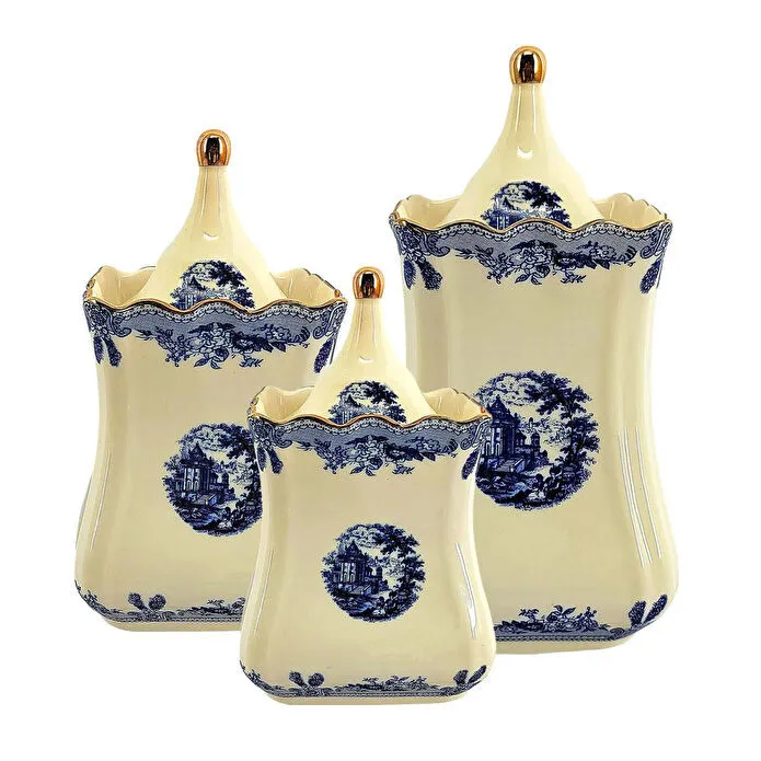 Lucky Art Margaret New Bone Vazo Form 3lu Kavanoz Seti