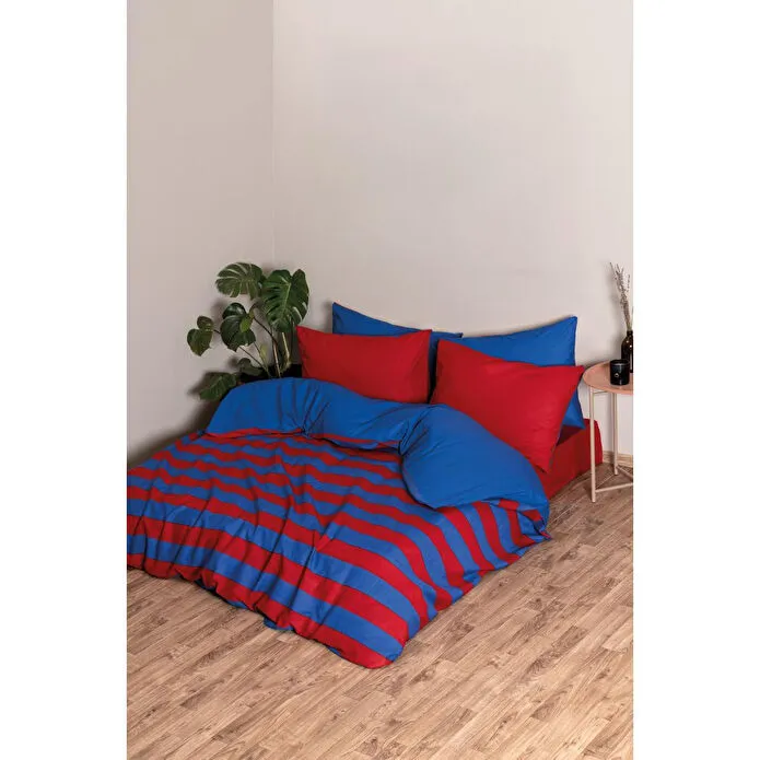 Cozy Home Popping Colors Çift Kişilik Lastikli Çarşaflı Nevresim Takımı Blaze Kırmızı