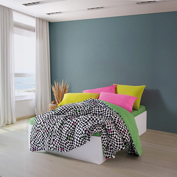 Cozy Home Popping Colors Çift Kişilik Lastikli Çarşaflı Nevresim Takımı Dazzle Yeşil