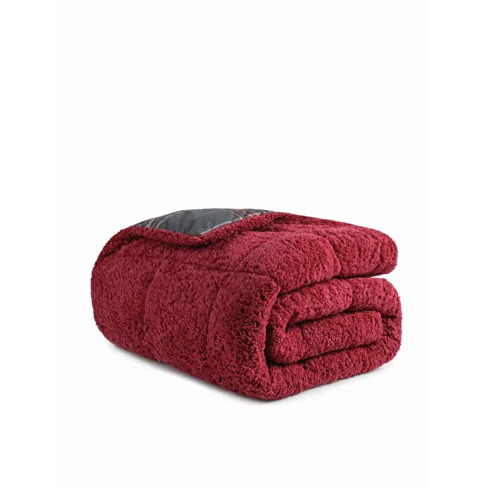 Cozy Home Festive Çift Kişilik Çift Taraflı Peluş Yorgan Noel Kırmızı