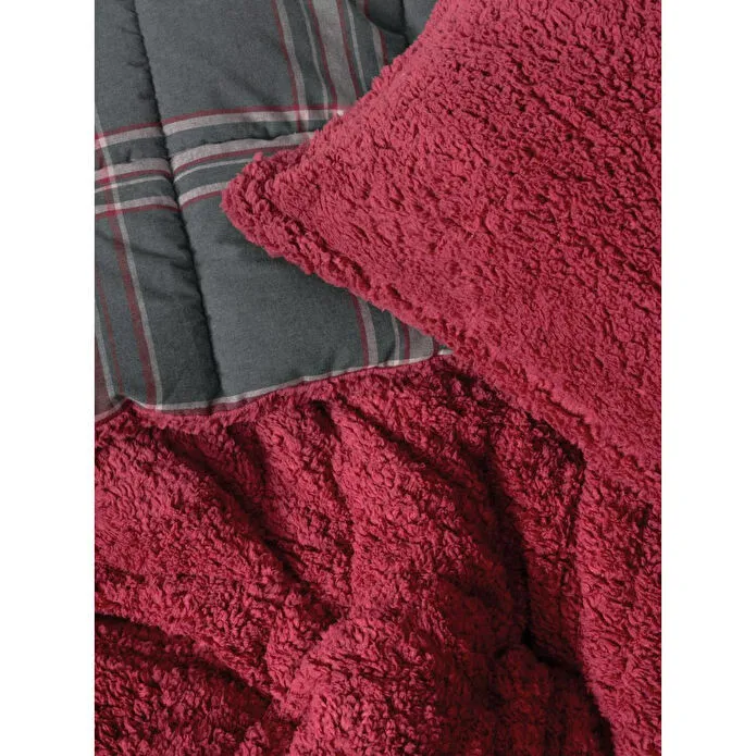 Cozy Home Festive Çift Kişilik Çift Taraflı Peluş Yorgan Noel Kırmızı
