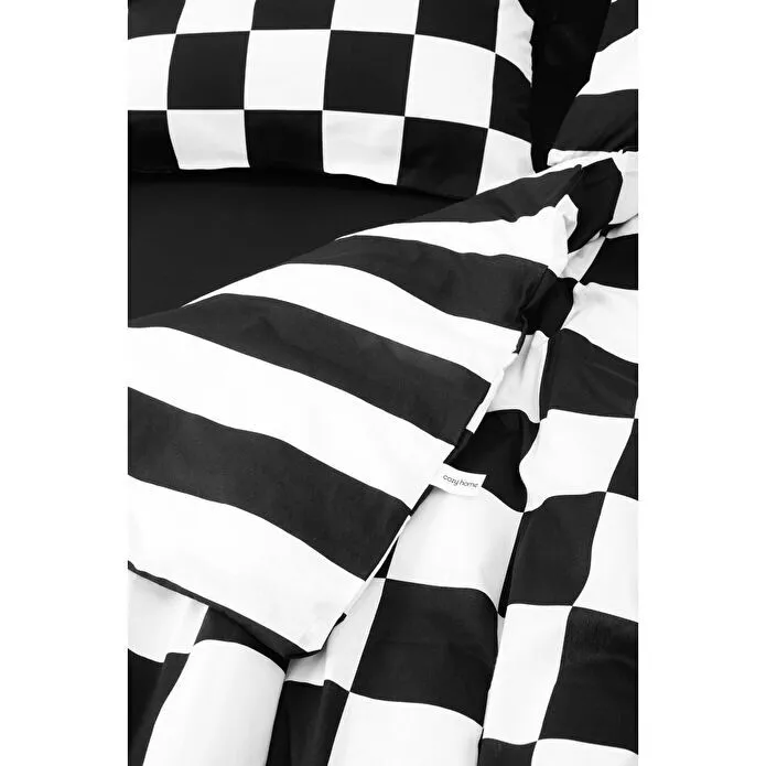 Cozy Home Mono Çift Kişilik Lastikli Çarşaflı Nevresim Takımı Code Siyah