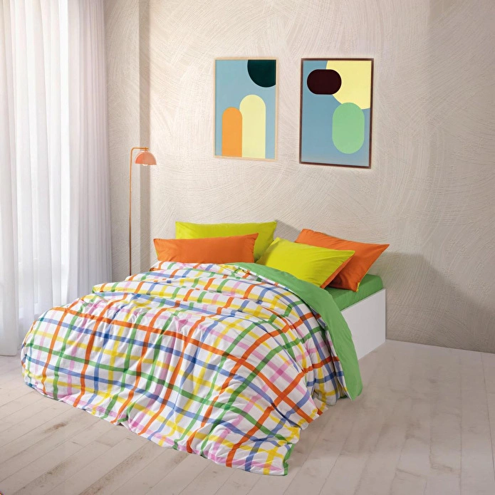Cozy Home Popping Colors Çift Kişilik Lastikli Çarşaflı Nevresim Takımı Hype Yeşil