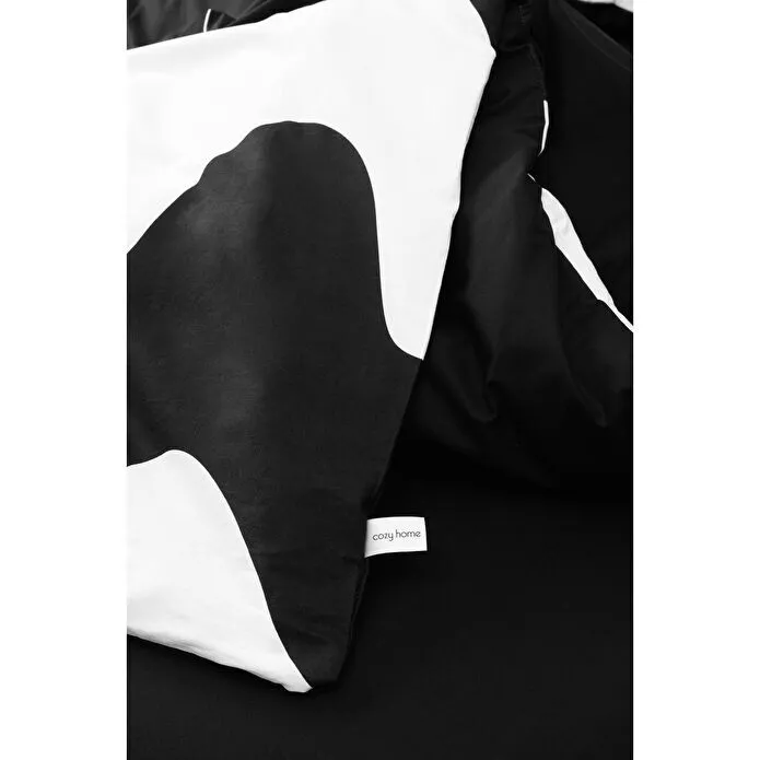 Cozy Home mono Tek Kişilik Lastikli Çarşaflı Nevresim Takımı Flow Siyah