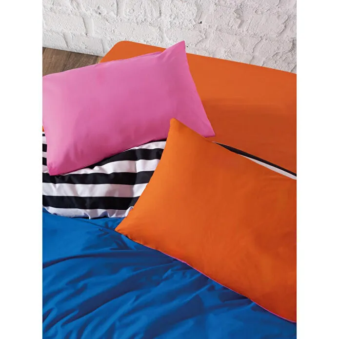 Cozy Home popping Colors Tek Kişilik Lastikli Çarşaflı Nevresim Takımı Dusk Mavi