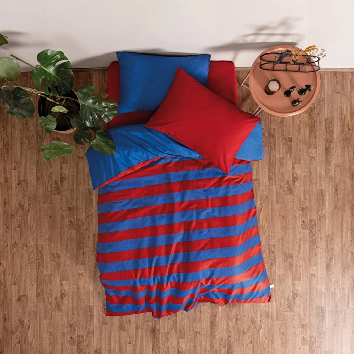 Cozy Home popping Colors Tek Kişilik Lastikli Çarşaflı Nevresim Takımı Blaze Kırmızı