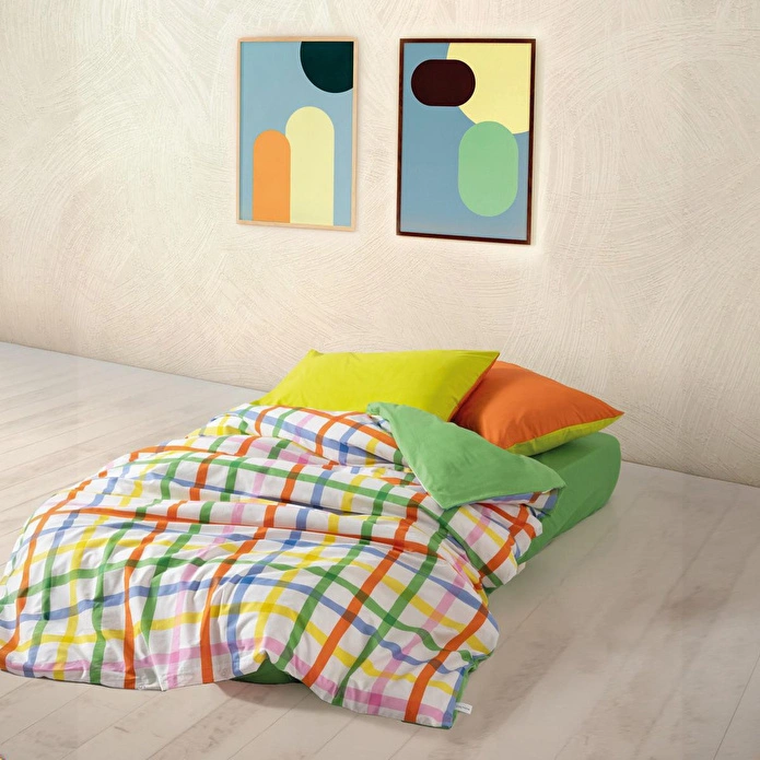 Cozy Home popping Colors Tek Kişilik Lastikli Çarşaflı Nevresim Takımı Hype Yeşil