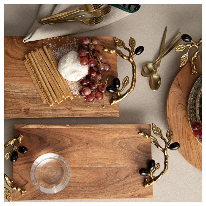 Mudo Home Olive Ahşap Dekorati̇f Tepsi̇ 50x20x6cm