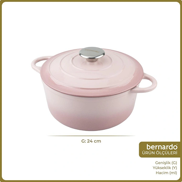 Bernardo Intensa Döküm Tencere Pembe 24cm