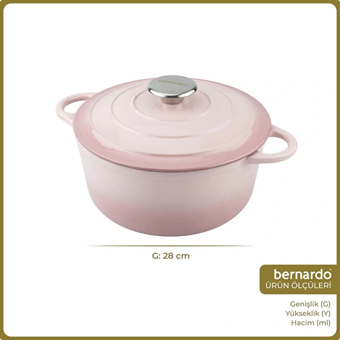Bernardo Intensa Döküm Tencere Pembe 28cm