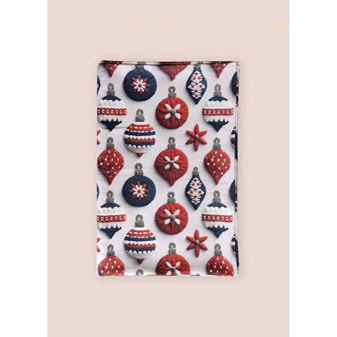 The Mia Modern Figür Desenli Masa Örtüsü 150x240 Cm Beyaz