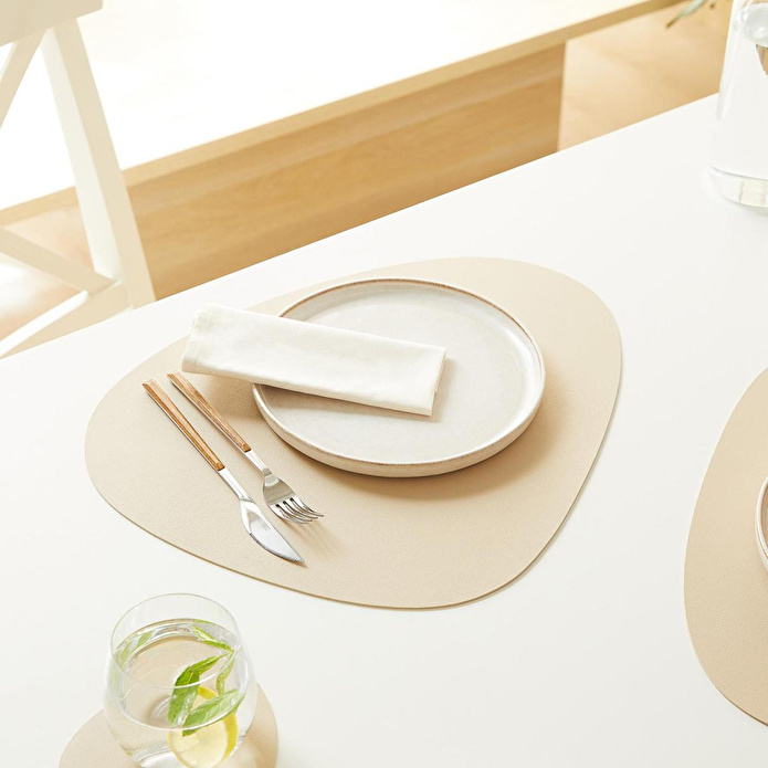 Home Wave 4'lü Bej/taş Renk Suni Deri Amerikan Servis Set 45 X 36 Cm