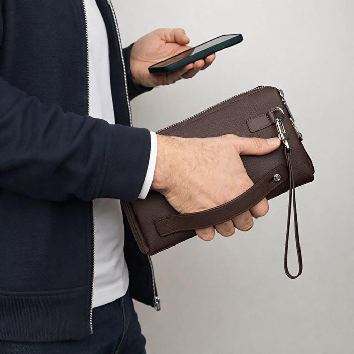 Bloominbag Forte Wrist Espresso Roast Unisex Kilitli Clutch Çanta