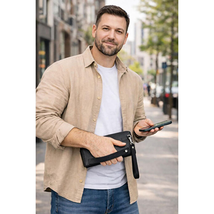 Bloominbag Forte Wrist Ash Smoke Unisex Kilitli Clutch Çanta