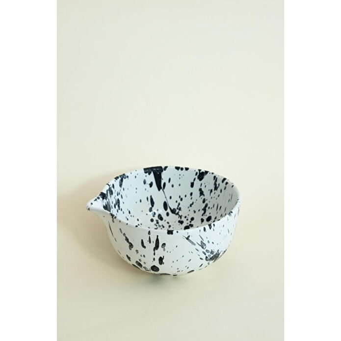 Beige & Stone Seramik Mat Siyah Benekli Matcha Kase Ve Whisk Tutacağı Set