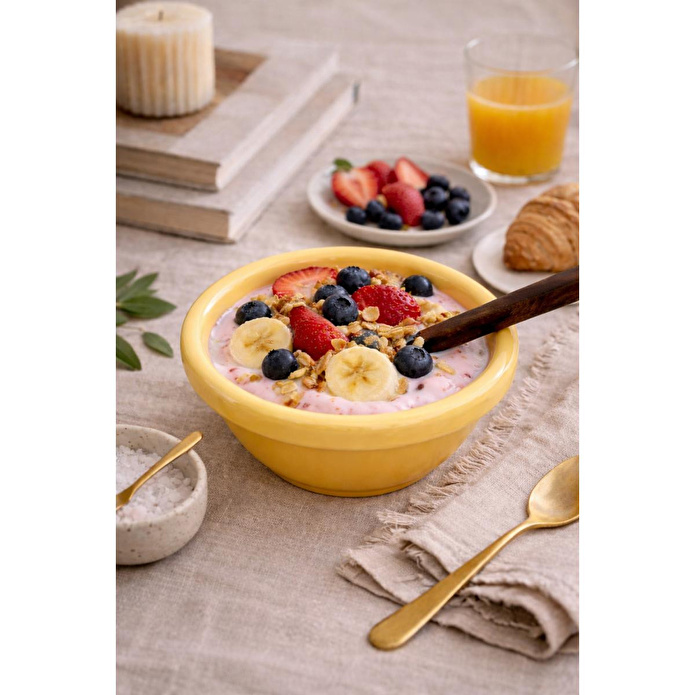 Beige & Stone Seramik Donut Bowl Kase Sarı