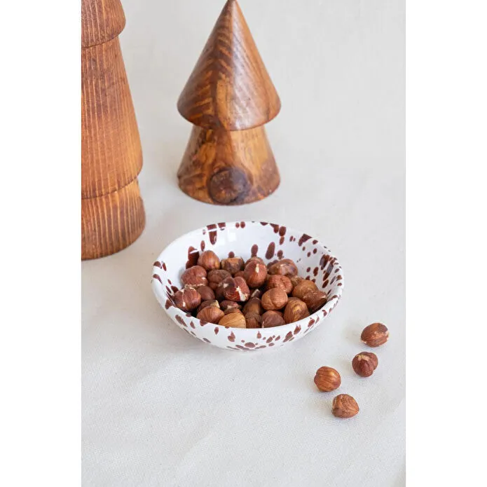 Beige & Stone Seramik Parlak Kahverengi Benekli 2 Boy Kase