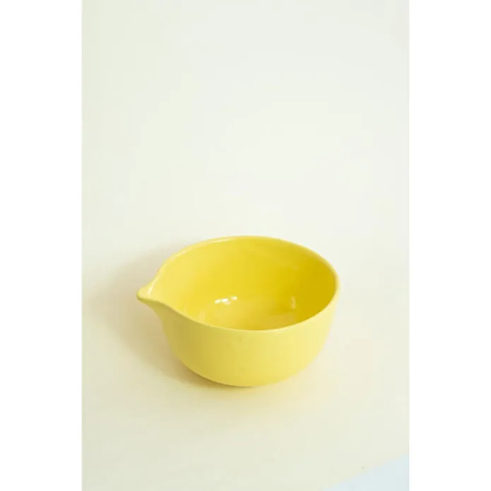 Beige & Stone Seramik Parlak Sarı Matcha Kase Ve Whisk Tutacağı Set