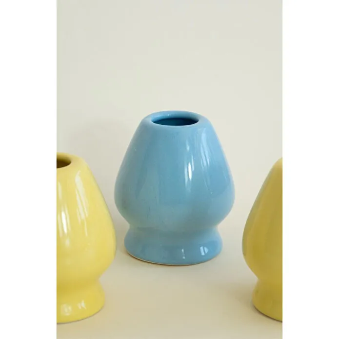 Beige & Stone Seramik Parlak Mavi Matcha Kase Ve Whisk Tutacağı Set