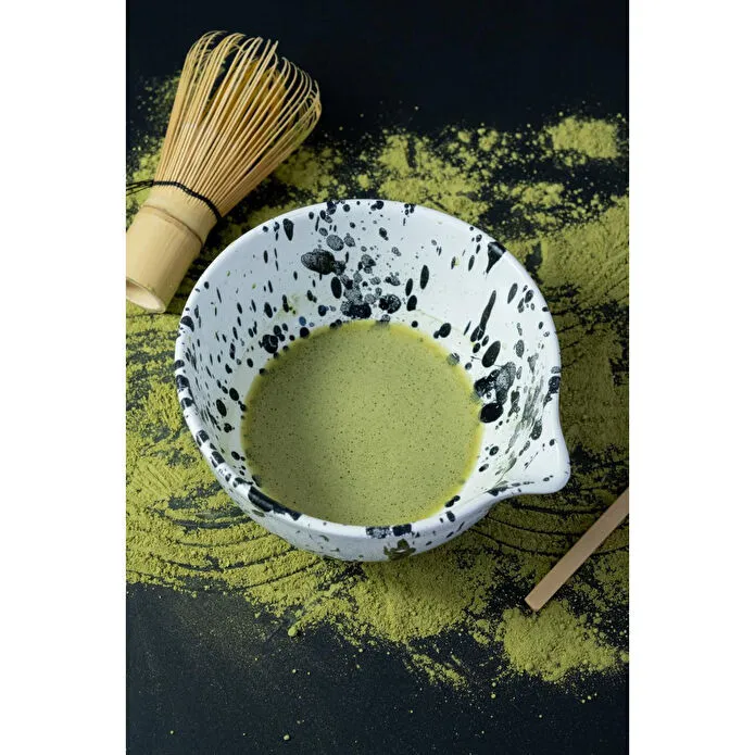 Beige & Stone Seramik Mat Siyah Benekli Matcha Kase