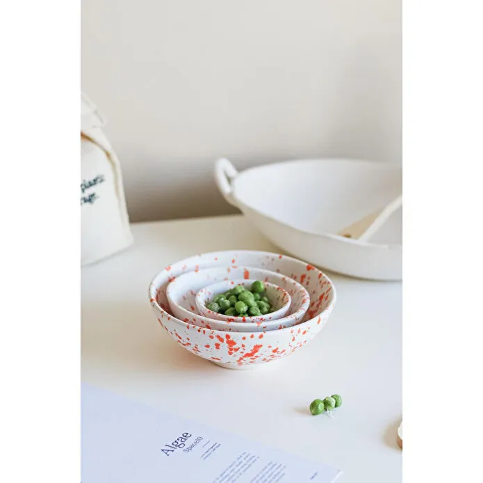 Beige & Stone Seramik Turuncu Benekli Çerez Kahvaltılık Orta Sunum Kase 150 Ml