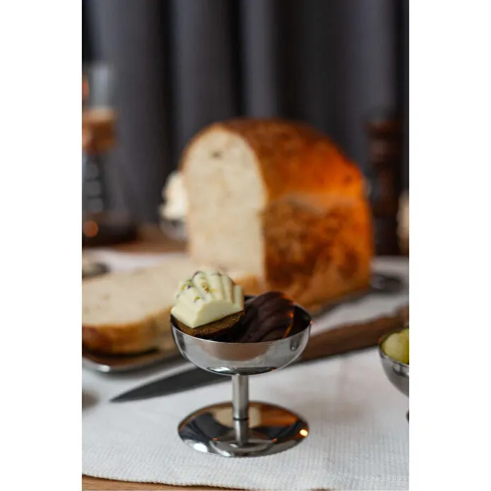 Beige & Stone Metal Yüksek Ayaklı 8 Cm Dondurma Tatlı Çerez Kahvaltılık Sunum Kase