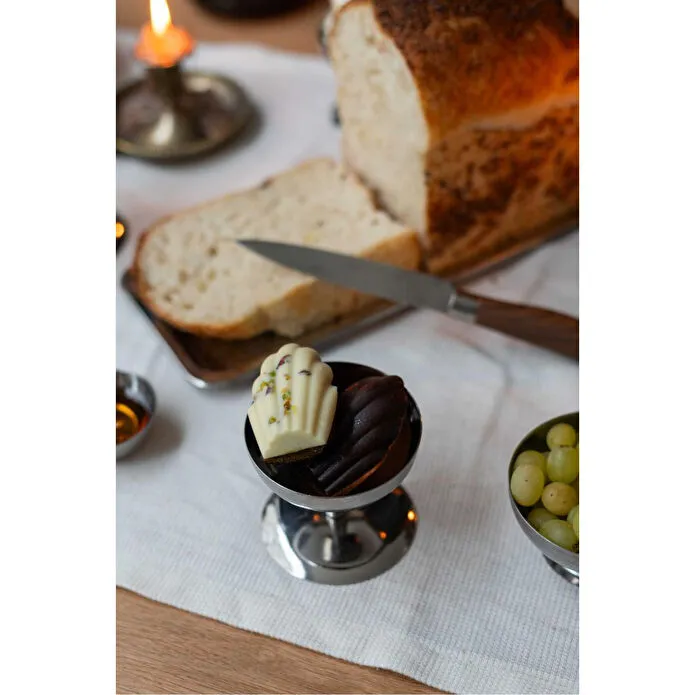 Beige & Stone Metal Yüksek Ayaklı 8 Cm Dondurma Tatlı Çerez Kahvaltılık Sunum Kase