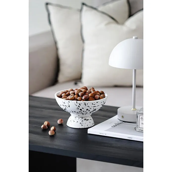 Beige & Stone Siyah Benekli Seramik Çerez Dondurma Tatlı Kahvaltılık Sunum Kasesi 13.5 Cm