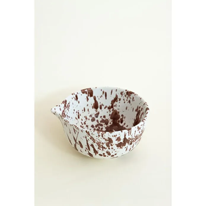 Beige & Stone Seramik Parlak Kahverengi Benekli Matcha Kase Ve Whisk Tutacağı Set