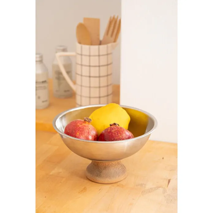 Beige & Stone Asimetrik Ahşap Ayaklı 22 Cm Sunum Kasesi