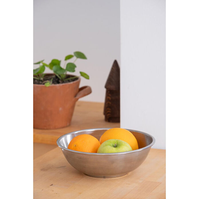 Beige & Stone Metal 22 Cm Salata Kısır Meyve Sunum Kasesi