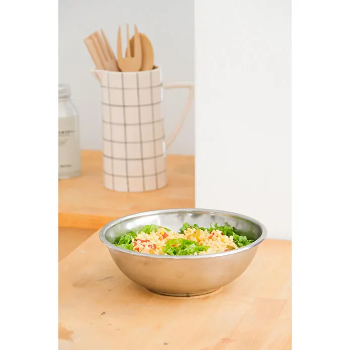 Beige & Stone Metal 22 Cm Salata Kısır Meyve Sunum Kasesi