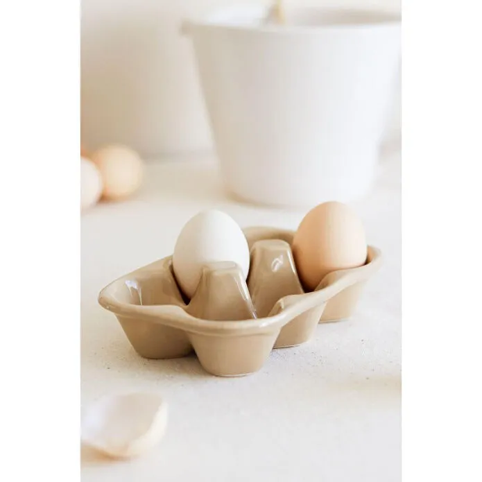 Beige & Stone Seramik Yumurtalık Saklama Servis Kabı