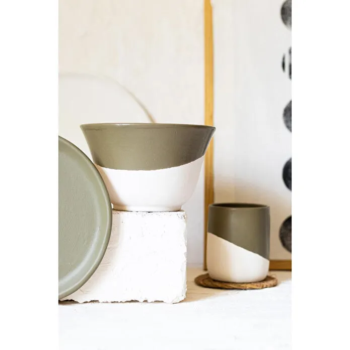 Beige & Stone Naturel Stone Haki Yeşil Seramik Kase