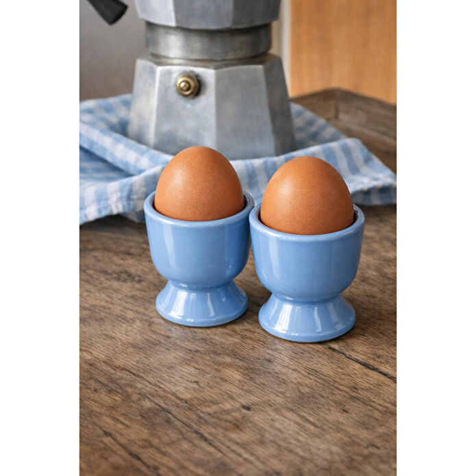 Beige & Stone Seramik Mavi Yumurta Kadehi – 2’li Set