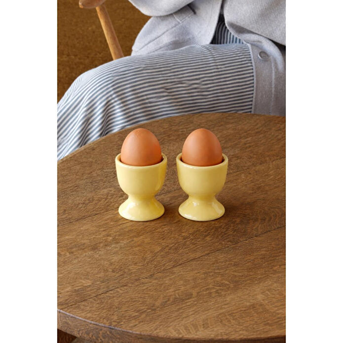 Beige & Stone Seramik Sarı Yumurta Kadehi – 2’li Set